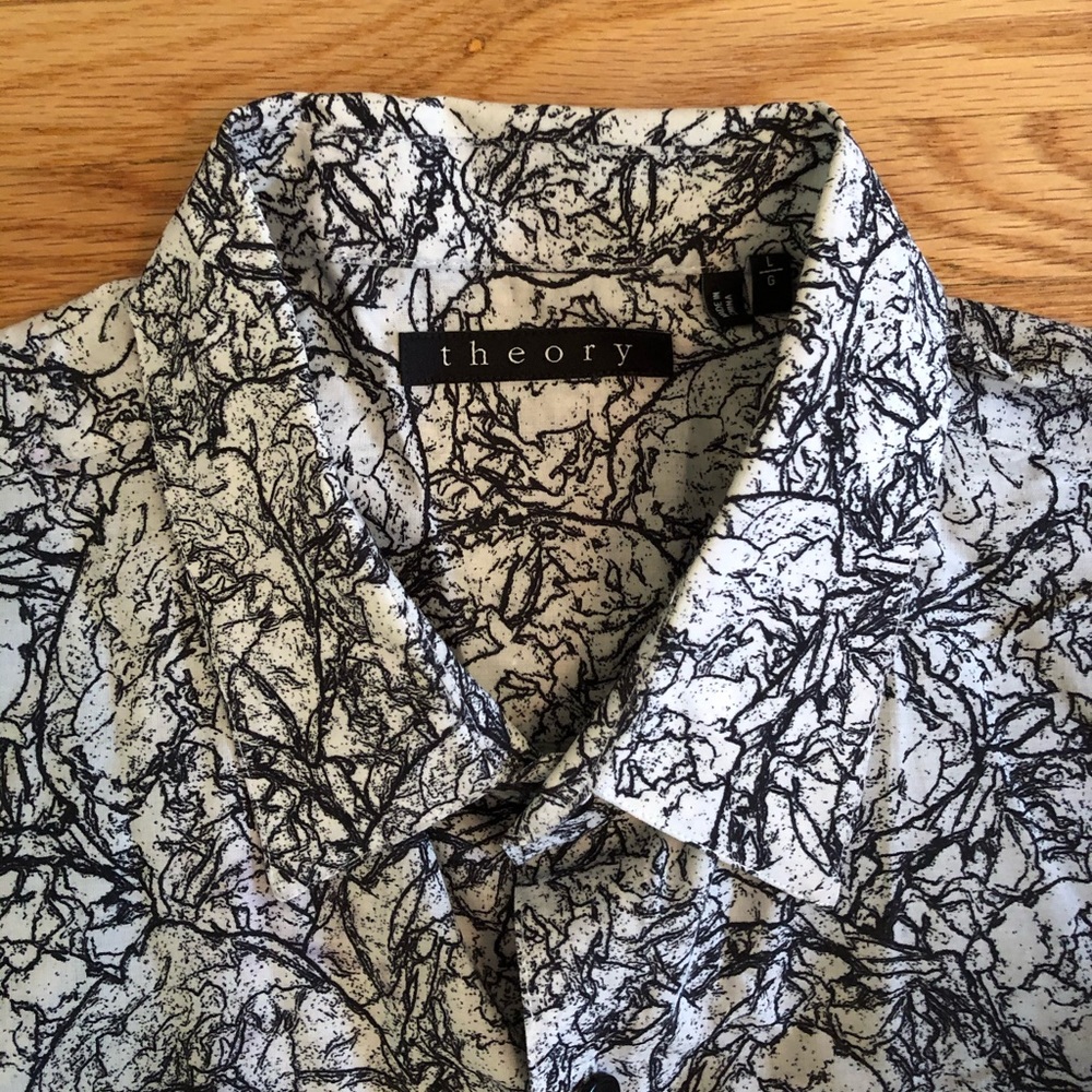 Theory Efron Pattern Button Down Shirt - Large